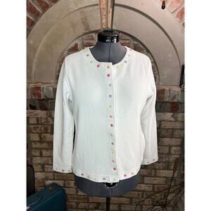 cardigan sweater pastel button detail white pink purple yellow